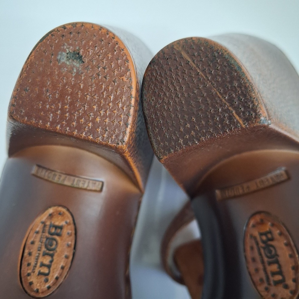 Born Womens Shoes Charisma T Strap Mary Jane Leather Round Toe Tan Heels Sz 9 - Picture 7 of 13